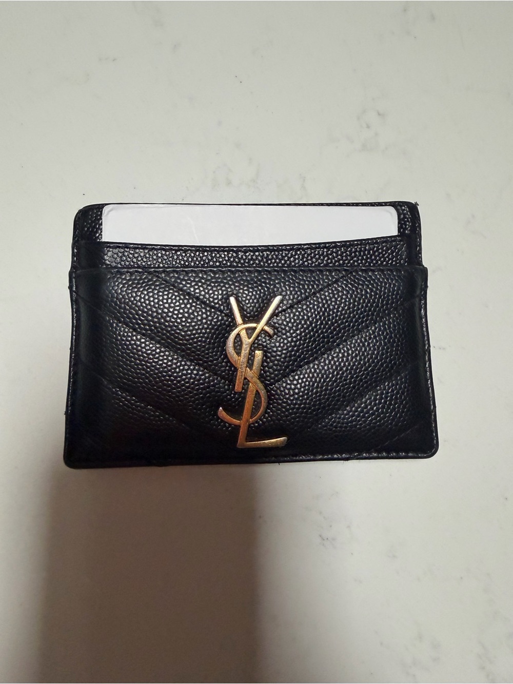 AUTHENTIC Saint Laurent Cassandra Matelasse Black Card Holder Wallet - - Picture 3 of 8